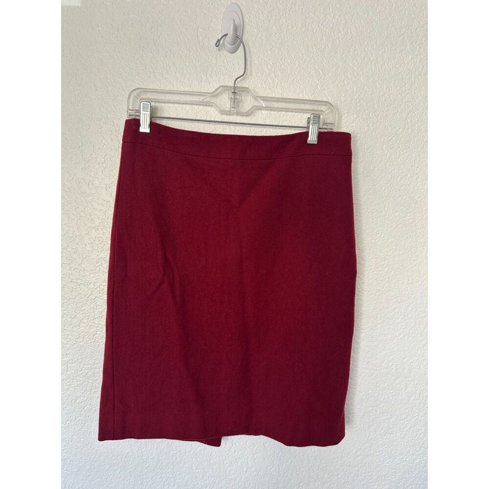 J. Crew The Pencil Skirt Wool Burgundy Size 8 - Picture 2 of 6
